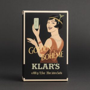 KLAR Golden Bohème szappan 100g-os kiszerelésben, vintage 1920-as évek stílusú csomagolásban