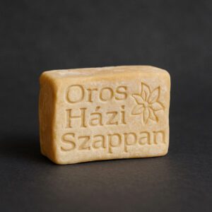 Oros Házi Szappan kézműves natúr szappan oldalnézetből, vintage stílusban.