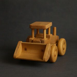 Fából készült vintage stílusú játék markoló, természetes fa színben, prémium kidolgozással.